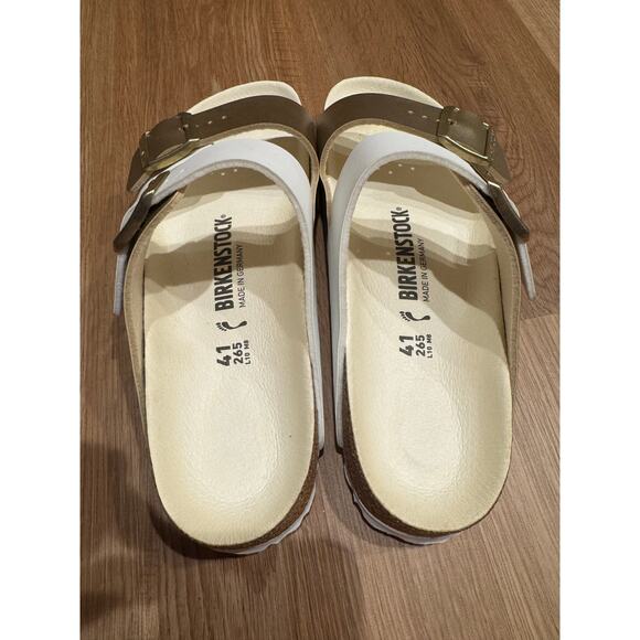 BIRKENSTOCK NWOT White & Gold Arizona Sandals Size 41 or 10 - Picture 10 of 14